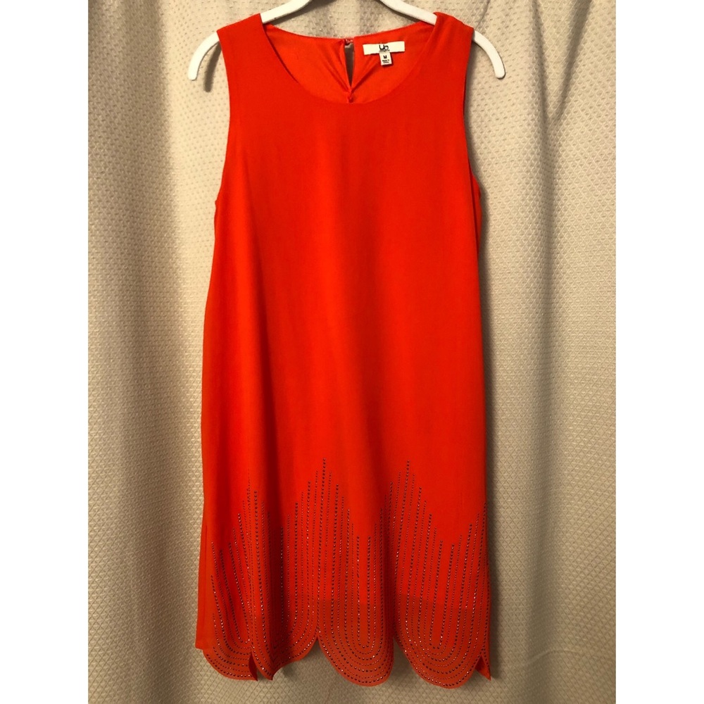 Bright red embellished dress